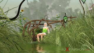 Gnéas te! Horny álainn fairy agus gnome sa sráidbhaile